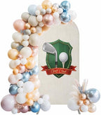Golf Club Arch Backdrop Cover 6.6 FT, Golf Balls Sport Green Shield Beige Background Wedding Arch Cover Stretchy Backdrop Stands Covers for Birthday Party Ceremony Banquet Decor - Image 2
