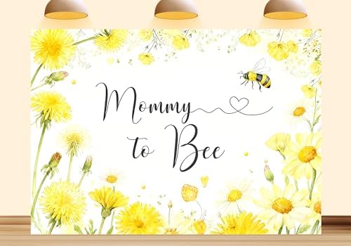 17X10ft Fabric Mommy to Bee Backdrop Sweet Pattern Design Honey Comb Floral Photography Background Baby Shower A Little Honey is on the Way Party Decorations Photo Studio Props by Unknown