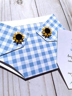 Kards by Kaylee Diaper Shape Baby Shower Invitations Sunflower Baby Q Blue Boy Gender Reveal (Blue Plaid) - Image 4