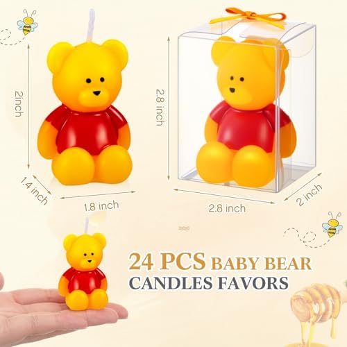 50 Pcs Bear Baby Shower Candle Favors for Guest Bear Party Favors Baby Shower Candles Bulk for Gifts Party Decorations (Yellow) - Image 2