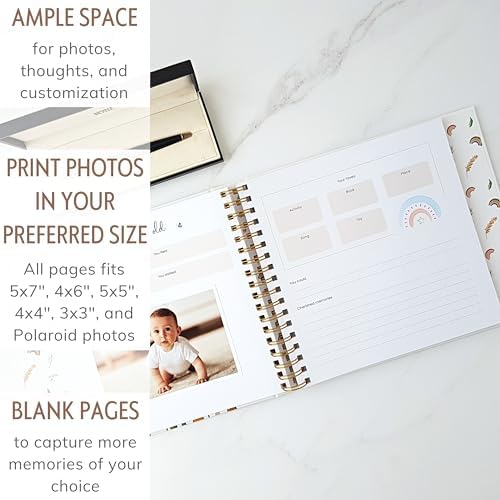 Personalized Rainbow Baby Book, Boho Theme, 4x6 Photo Cover, First 5 Years - Image 7