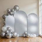 Silver Shimmer Arch Backdrop Cover Set of 3 (4 5 6FT) with Zipper,Thick Soft Stretchy Sequin Glitter Spandex Fitted Chiara Cover for Wedding Birthday Baby Shower Graduation Party Photo Backdrop by Unknown