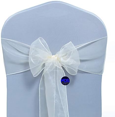 MDS Pack of 100 Organza Chair Sashes for Wedding & Event Décor – Ivory - Image 2