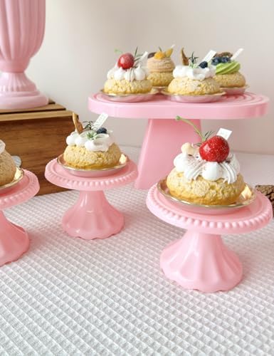 Plastic Dessert Table Display Set of 6, 3 Pcs 9 inch cake Stand, 3 Pcs 4 inch Mnini Cupcake Holder, cupcake tray, Versatile Design for Birthday, Tea Party, Wedding. (Macaron girl) - Image 5