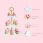 10 Pcs Dessert Table Display Set,with 6 Pcs 3-Tier Cupcake Stands & 4 Pcs Food Serving Trays- Cookie Tray Rack Cake Display Tower for Wedding, Baby Shower, Tea Party, Birthday Decorations - Image 6