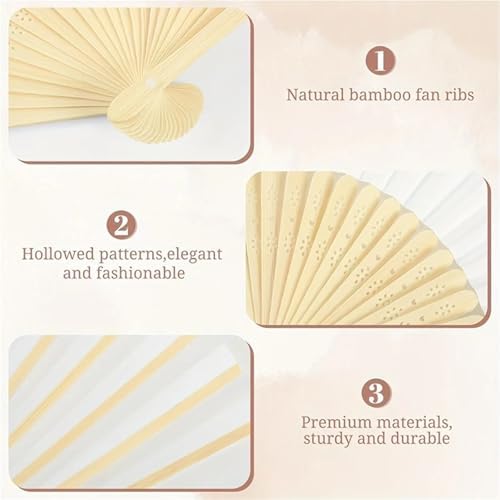 Abanicos De Mano para Fiesta 24PCS White Bamboo Paper Fan - Foldable (Wedding Gift/Party Decor) - Image 5