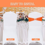 Pack of 60 Spandex Chair Sashes Bows Stretch Chair Cover Band with Buckle Slider Universal Elastic Chair Ties for Wedding Banquet Party Event Decoration (Orange) - Image 4
