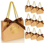 EQOREIIN Small Gift Bags, 100 Pack 4.5x1.8x3.9 Inches Kraft Paper Mini Thank You Bags with Bow Ribbon, Small Candy Party Favors Bag Bulk for Birthday Wedding Baby Shower (Brown) by EQOREIIN