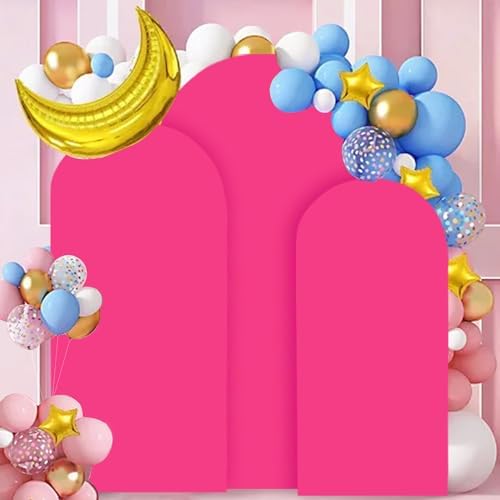 FANPROMS Arch Covers Set 6FT 6.6FT 7.2FT Hot Pink Wedding Arch Cover for Metal Arch Frame Spandex Fitted Arch Cover 2 Sides Arch Covers Stretchy Fabric Arch Stand Cover for Parties Wedding - Image 6