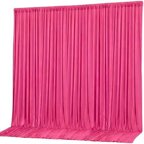 10x10ft Hot Pink Backdrop Curtain Panels for Parties - Wrinkle Free Polyester Photo Curtain Backdrop Wedding Back Drop Fabric Drapes for Party Decorations Background for Photography by WishCare