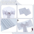 MDS Pack of 100 Chiffon Chair Sashes for Wedding & Event Décor - Cool Gray - Image 5