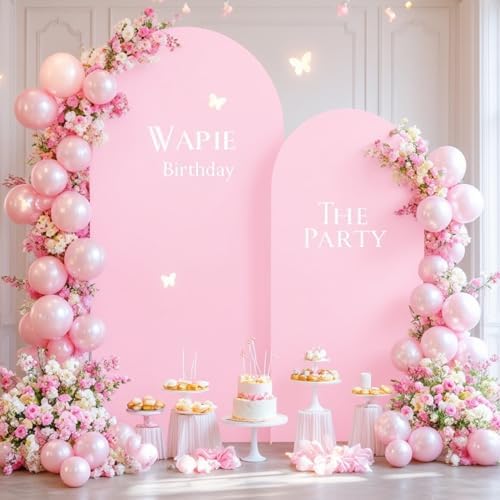 Baby Pink Arch Backdrop Cover Set of 2 Wedding Arch Covers Stretchy Backdrop Decorations Baby Shower Bridal Shower Photo Birthday Party Light Pink Arch Cover 7.2 and 6ft Spandex - Image 2