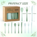 300Pcs Sage Green Plastic Silverware Set, Full Size Disposable for Dinner - Image 7