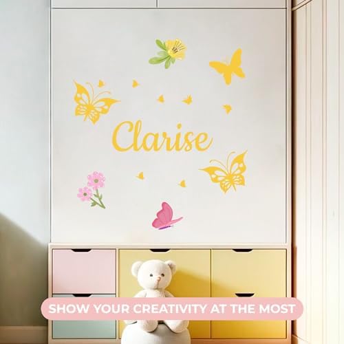 CRYPTONITE Butterflies Baby Room Decor | Custom Name Wall Decal | Butterfly Decorations for Bedroom Decor | Fully Customizable and Non-Toxic | Wall Decor Nursery Wall Decal (Wide 42"x 26" Height) - Image 7