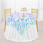 QueenDream Green Tablecloth Sequin Mermaid Fabric: Rectangle Iridescent Table Cloth 51x47 Inches Mermaid Ocean Themed Birthday Party Decorations by QueenDream