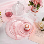 DaYammi 150Pcs Pink Plastic Plates with Silverware & Pink Cups for Party - Image 2