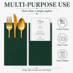 100Pcs Green Napkins Disposable Linen Feel Dinner Paper Napkins with Built-in Flatware Pocket, 16in x 16in Airlaid Paper Pre-Folded Napkin for Silverware Baby Shower Easter Wedding Birthday Party - Image 7