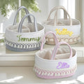Personalized Diaper Caddy Organizer With Name, Custom Woven Cotton Rope Storage Basket With Tassels, Nursery Decor Piece Featuring A Removable Divider For Organizing Baby Essentials Or As Gift by Unknown