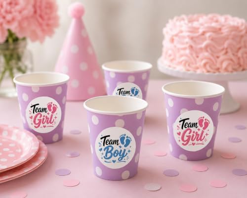 Gender Reveal Party Favors Team Girl Team Boy Baby Shower Vinyl Stickers 2" in (60 pcs) - Image 2