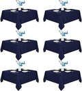 Fitable 6 Pack Navy Square Tablecloths 70x70 Inch for 2-4 Ft Tables by Fitable