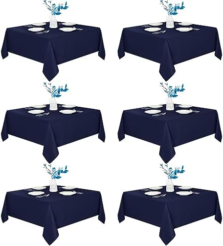 Fitable 6 Pack Navy Square Tablecloths 70x70 Inch for 2-4 Ft Tables by Fitable
