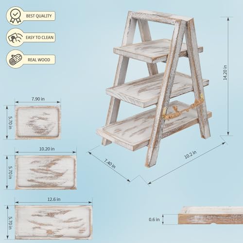 Flenpptly Wooden Cupcake Stand, 3 Tier Cupcake Display Stand, White - Image 2