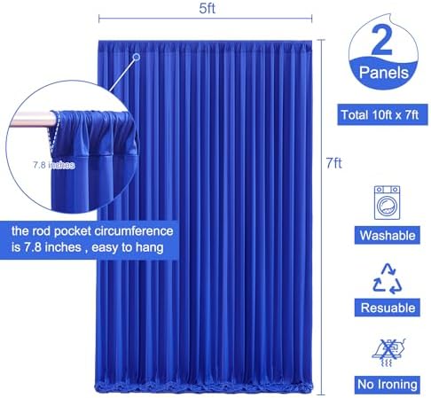 Royal Blue Backdrop Curtain for Parties Wrinkle Free Blue Photo Curtains Backdrop Drapes Fabric Decoration for Wedding Birthday Party Baby Shower 5ft x 7ft,2 Panels - Image 5