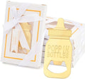 32 Pack Baby Bottle Openers with Gift Boxes - Poppin Bottle Opener Baby Shower Favors, Gender Reveal Decor & Wedding Souvenirs Return Gifts for Guests (White) by Orlabno