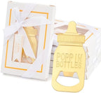 32 Pack Baby Bottle Openers with Gift Boxes - Poppin Bottle Opener Baby Shower Favors, Gender Reveal Decor & Wedding Souvenirs Return Gifts for Guests (White) by Orlabno