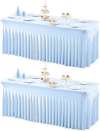 2 Packs Baby Blue Table Clothes for 6 Foot Rectangle Tables, One-Piece Wrinkle Resistant Stretch Spandex Table Covers with Skirt for Event Banquet Wedding Birthday Party by PartyTalk