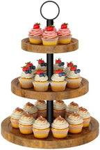 IBUYKE 3 Tier Round Cupcake Display Stand,Rustuc Brown TLJ029H by IBUYKE