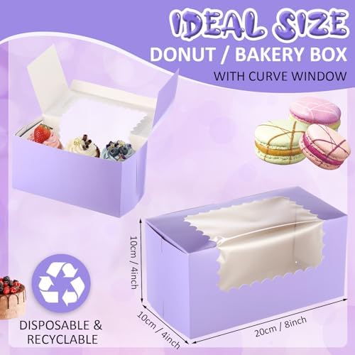 Ireer 60 Pcs 8x4x4 Inch Bakery Boxes with Window for Bread, Purple - Image 2