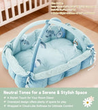 5-in-1 Baby Play Gym and Tummy Time Mat, 12 Learning Cards, Plush Activity Mat with 6 Toys, Baby Gym, Convertible to Ball Pit, Baby Gift, Blue - Image 5
