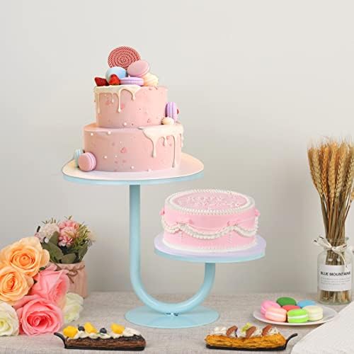 2 Tier Cake Stand, Metal Cupcake Stand Dessert Display Trays of 10/8 Inch, Tall Cake Stand for Wedding, Baby Shower, Home Decor, Throw Events and Parties (Blue) - Image 5