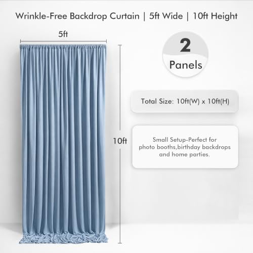 10×10 Dusty Blue Backdrop Curtain for Wedding Party Decor Wrinkle Free - Image 2