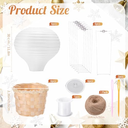Meooeck 6 Pcs Hanging Hot Air Balloon Decorations Paper Lanterns 12 Inch Reusable Hot Air Balloon Decor Paper Lanterns Set for DIY Craft Wedding Birthday Christmas Home Living Room (White) - Image 2