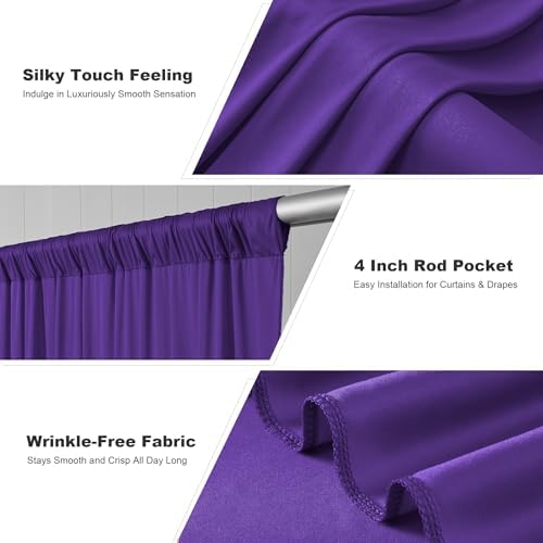 gogoparti 20ft x 12ft Deep Purple Wrinkle-Free Backdrop Curtain for Wedding Parties, Thick Polyester 4 Panels 5x12ft for Wedding Birthday Baby Shower Halloween Photography Party Background - Image 3