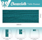 20 Pack Teal Table Runner 17 x 108inch Cheesecloth Table Runner Rustic Boho Gauze Sheer Fabric Cheese Cloth Table Runners for Wedding Party Bridal Baby Shower Birthday Spring Table Decor - Image 2