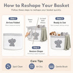 Elephant Baby Storage Basket, Woven Cotton Rope Nursery Bin, 15x11 in - Image 7