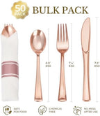 Goodluck 50 Pack Pre Rolled Rose Gold Plastic Silverware - Image 3