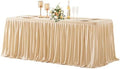 Wish Care Deep Champagne Polyester Table Clothes for 8 Foot Rectangle Tables, Wrinkle Free Fitted Table Cover with Pleated Ruffle Table Skirt for Birthday Party Wedding Trade Show Event Display by WishCare