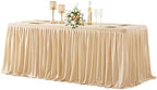 Wish Care Deep Champagne Polyester Table Clothes for 4 Foot Rectangle Tables, Wrinkle Free Fitted Table Cover with Pleated Ruffle Table Skirt for Birthday Party Wedding Trade Show Event Display by WishCare