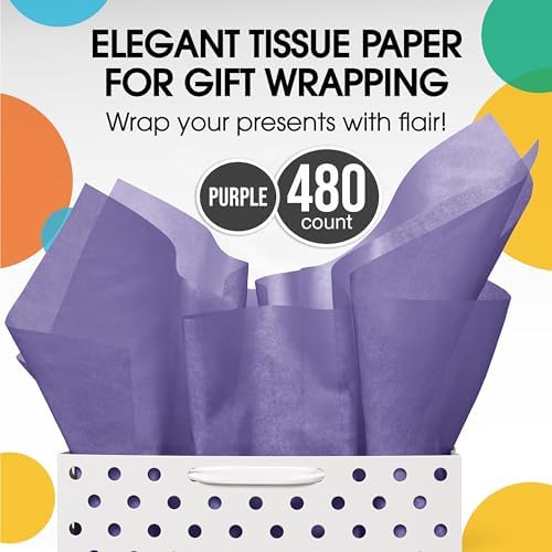 Party Solids Purple Tissue Paper for Gift Bags 20" X 30" 480 Sheets - Image 4