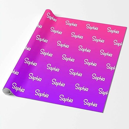 MyPupSocks Personalized Logo Wrapping Paper, Gradient Pink And Purple Custom Funny Name Wrapping Paper Roll for Boys Girls Baby Shower Anniversary Birthday Christmas Gift 58x23 Inch 5 Rolls - Image 2