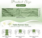 Sage Green Boho Cheesecloth Table Runner 12 Pack 17x108 Inch Sheer Gauze - Image 2