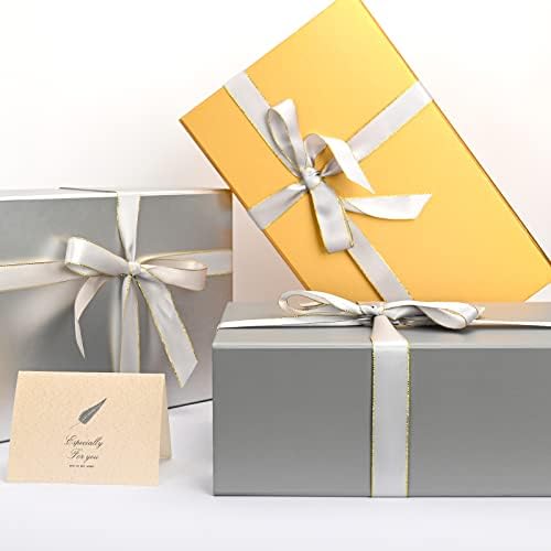 Grey Business Gift Box with Magnetic Lid for Presents, 13.85"x8.35"x4.45" - Image 6