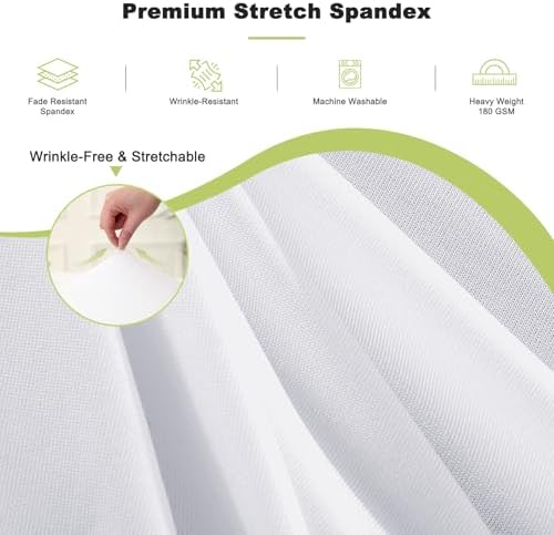 6 Pack White Round Tablecloth, Fitted Table Cloths for 6 foot Round Tables, Washable 132 Inch Table Skirt for Wedding Birthday Photography Themed Parties Banquet Holidays White Party Decorations - Image 3