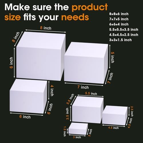 6 Pcs White Buffet Risers and Stands, Food Risers for Buffet Table, Display Stand Shelf for Party, Catering, Jewelry & Collectibles, White Acrylic Nesting Boxes for Food Display - Image 2