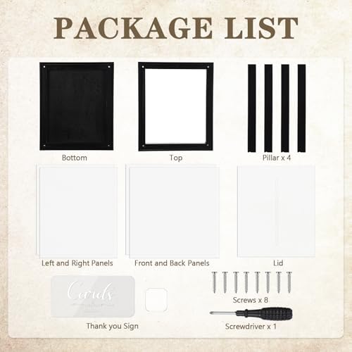 Menkxi Clear Wedding Card Box with Slot 10 x 10 x 8.5 Large Acrylic Card Box for Party Wooden Envelope Holder with Sign for Wedding Quinceanera Birthday Baby Shower Decorations(Black,Wood) - Image 3