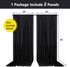 Black Backdrop Curtain for Party, Halloween Backdrop, 5ft x 8ft, 2 Panels - Image 2